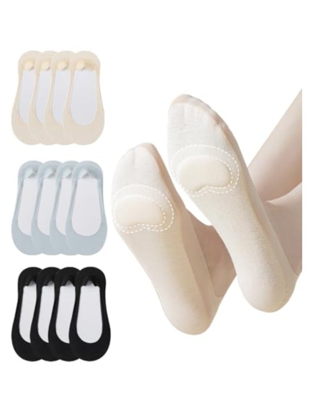 Thin No Show Invisible Liner Socks Sponge Bottom Ice Silk